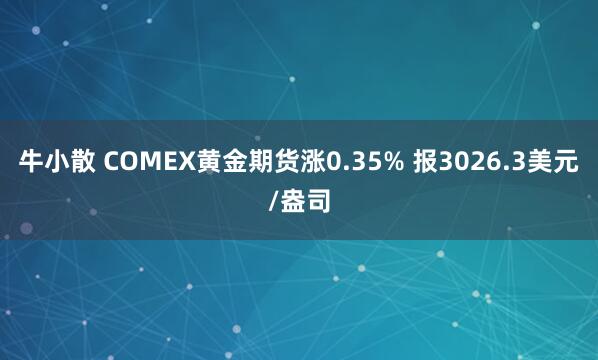 牛小散 COMEX黄金期货涨0.35% 报3026.3美元/盎司